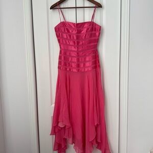 BCBG Maxazria 2006 Pink Silk Bandage Handkerchief Asymmetrical Dress